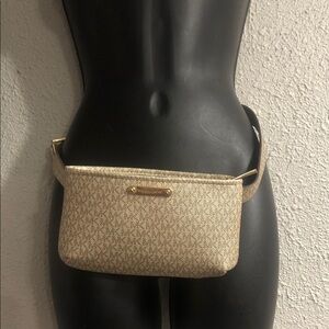 Michael Kors Gold Monogram Crossbody Belt Bag